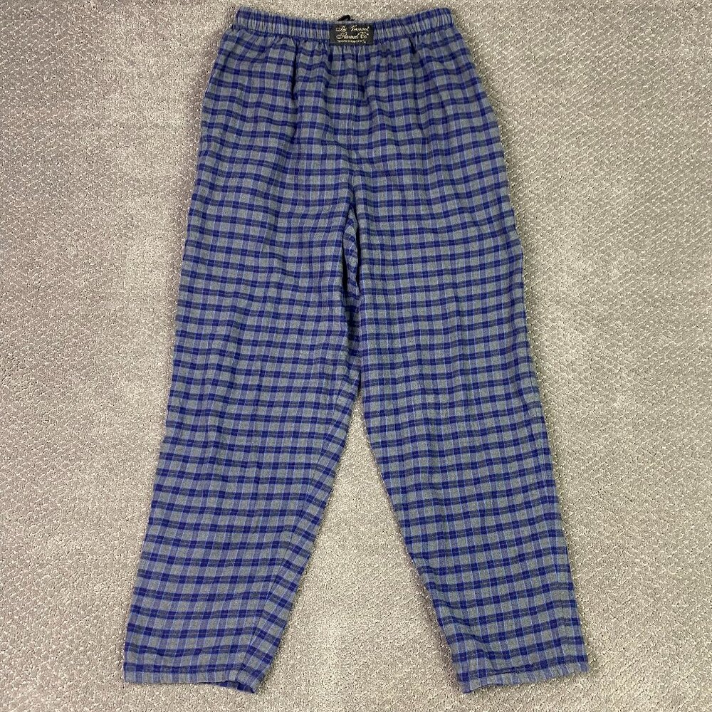 The Vermont Flannel Co Pajama Bottoms Men's Large Blue Gray Plaid Check Cotton